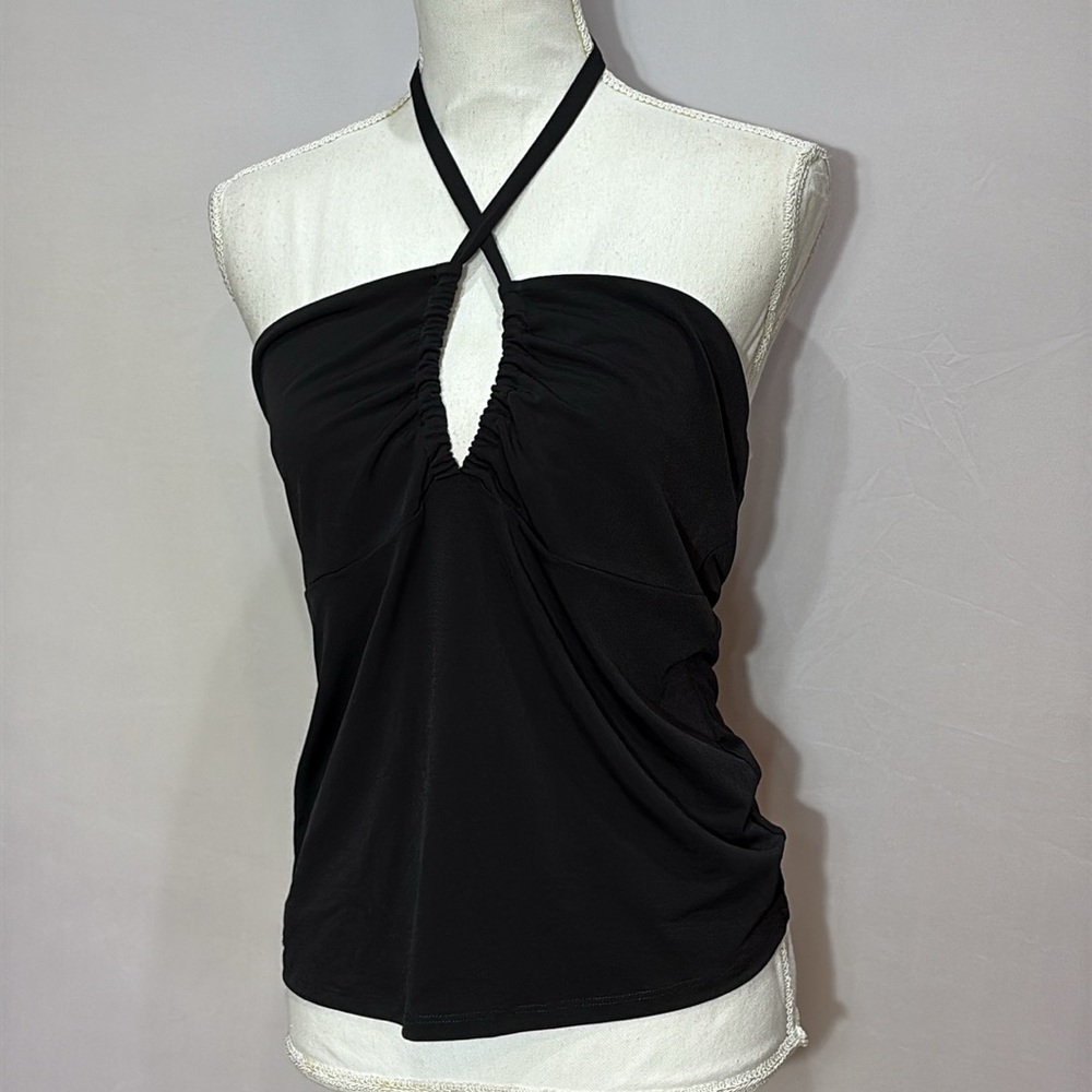 Veronica M Black Halter Top Stretch Sexy NWT